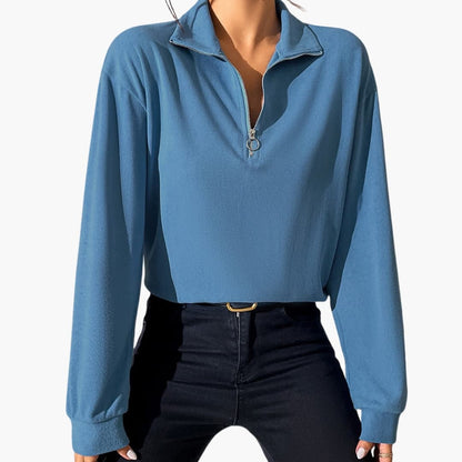 Ladies' High Neck Half Zip Sweater