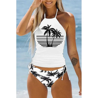 Women's Halter Swimsuit Tropical Adjustable Bikini Set