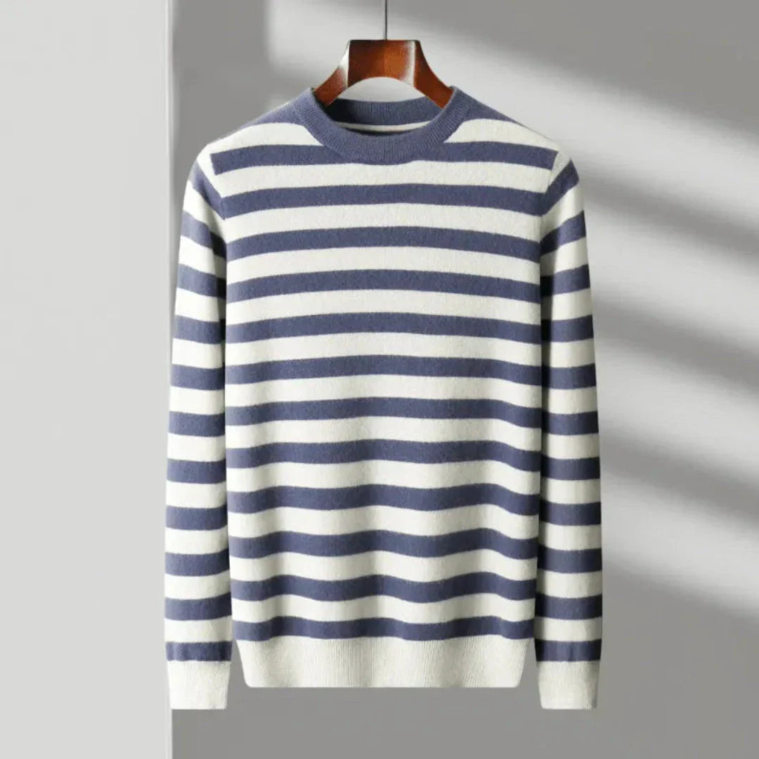 Classic Crew Neck Striped Wool Sweater - EasyApparels