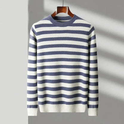 Classic Crew Neck Striped Wool Sweater - EasyApparels