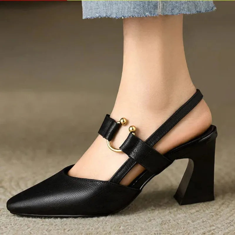 Classic Low Heel Slingback Shoes - EasyApparels