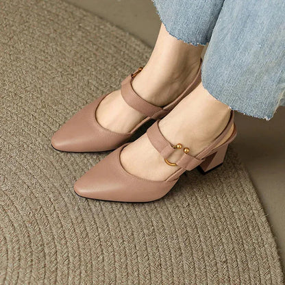 Classic Low Heel Slingback Shoes
