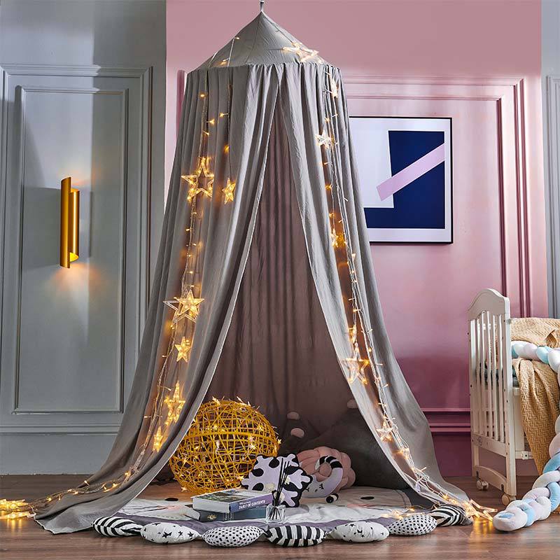 Romantic Sheer Curtain Bed Canopy with Feather Accent