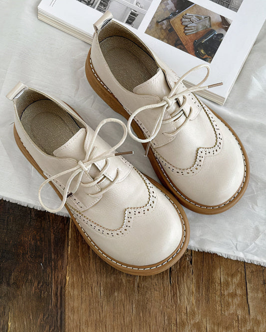 Classic Women's Leather Oxford Shoes - Luxicro