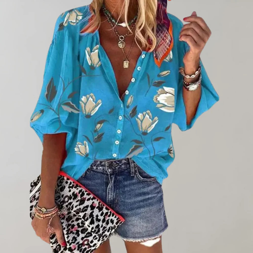 Bright Floral Women's Casual Top - Vossary