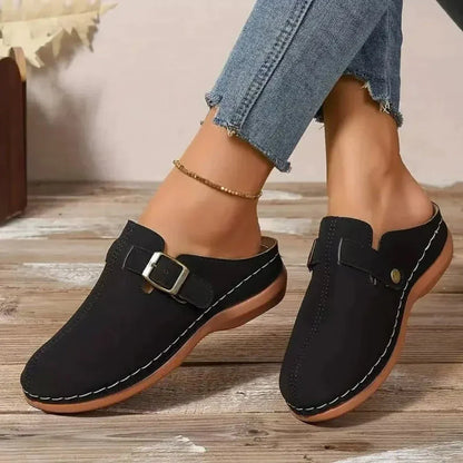 Elegant Buckle Slide Sandals - EasyApparels