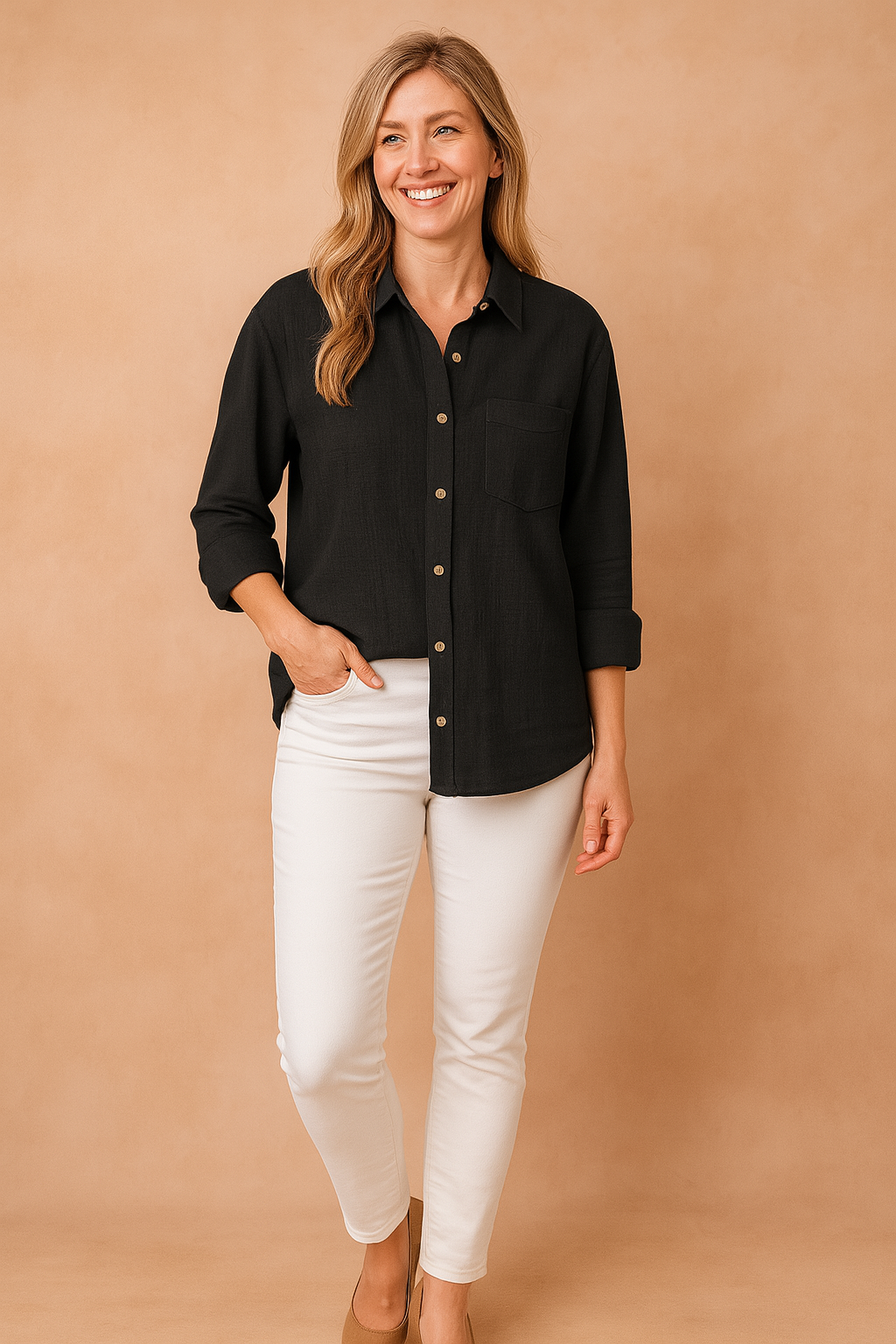 Relaxed Fit Blouse with Pocket