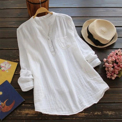 Comfy Women's Cotton Long Sleeve Casual Shirt - EasyApparels
