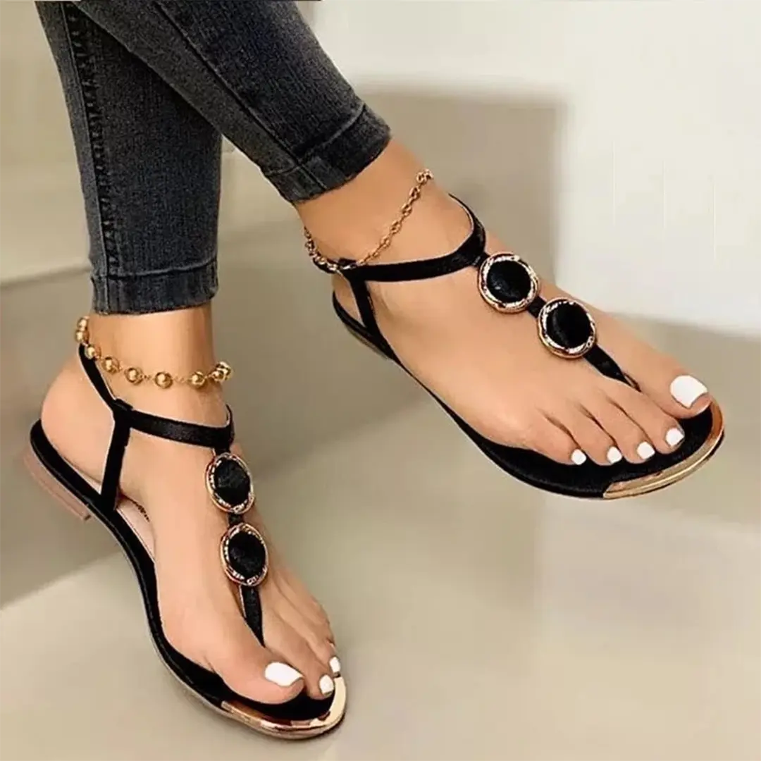 Decorative Flat Women's Sandals - Comfortable & Chic - EasyApparels