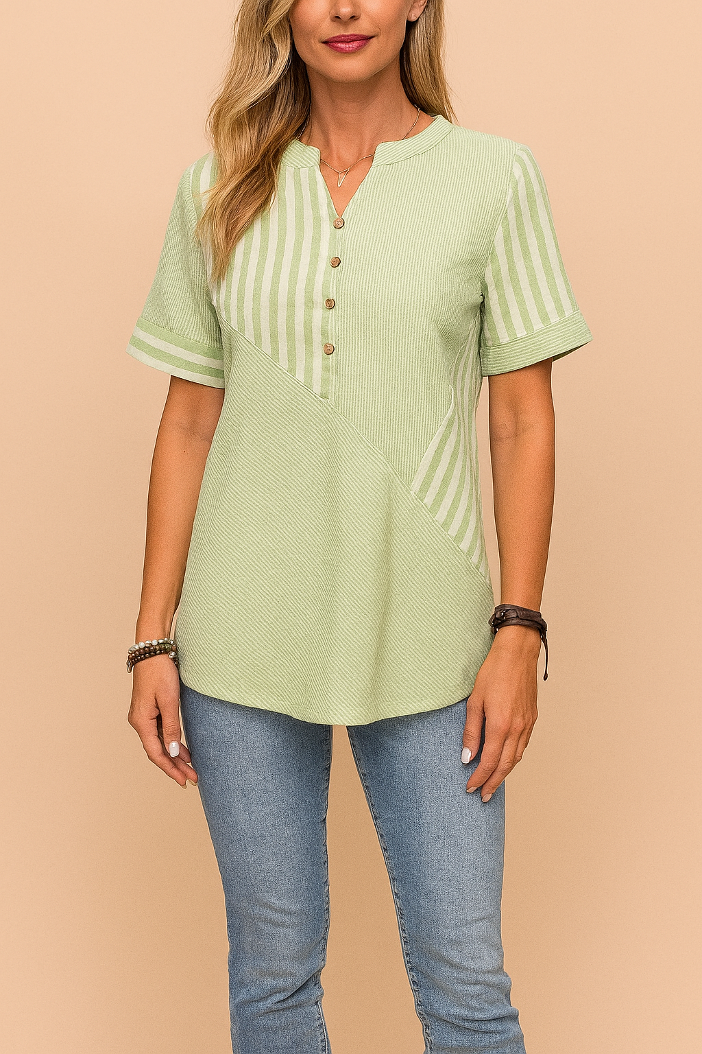Soft Casual Striped Cotton Blouse