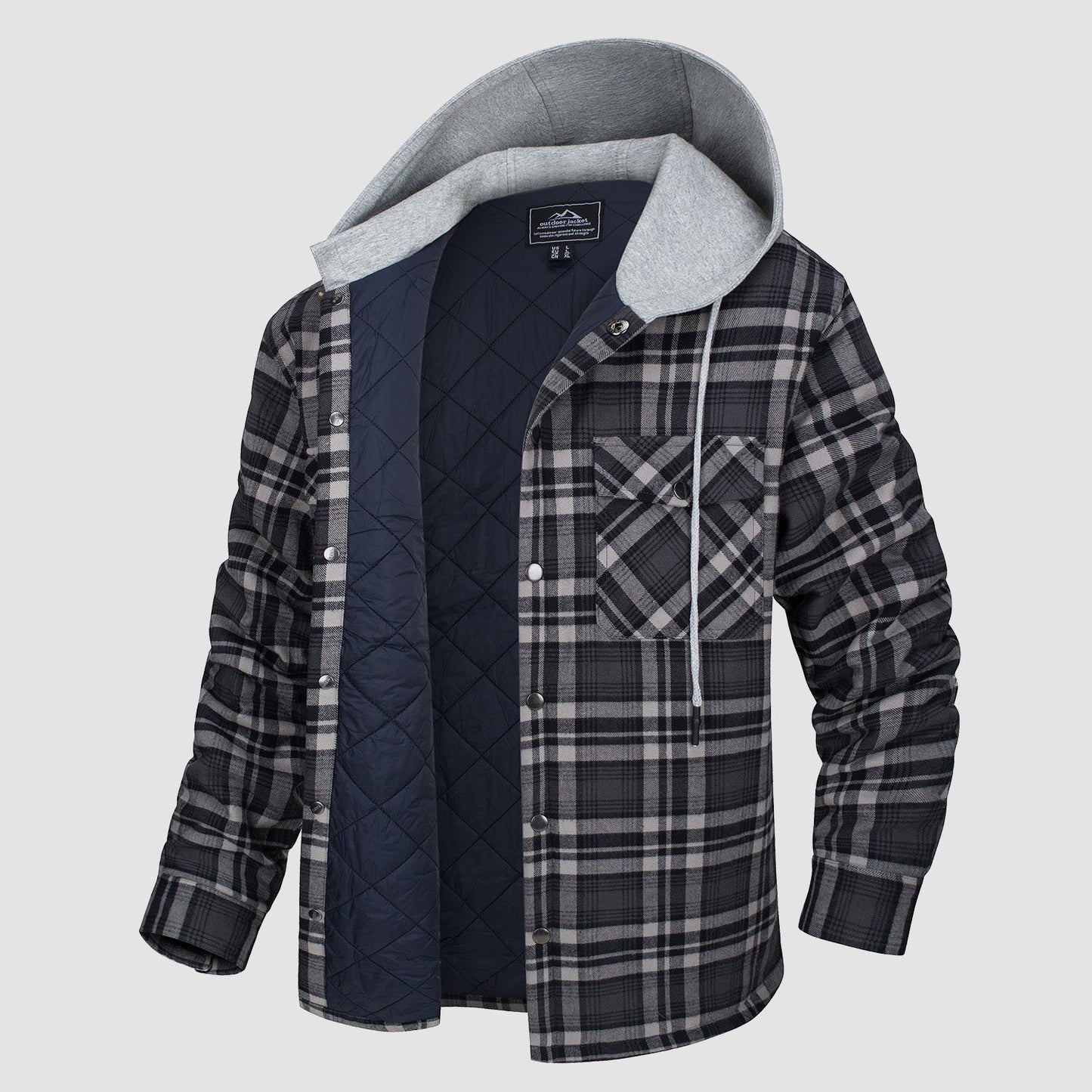 Cozy Hooded Plaid Jacket for Men