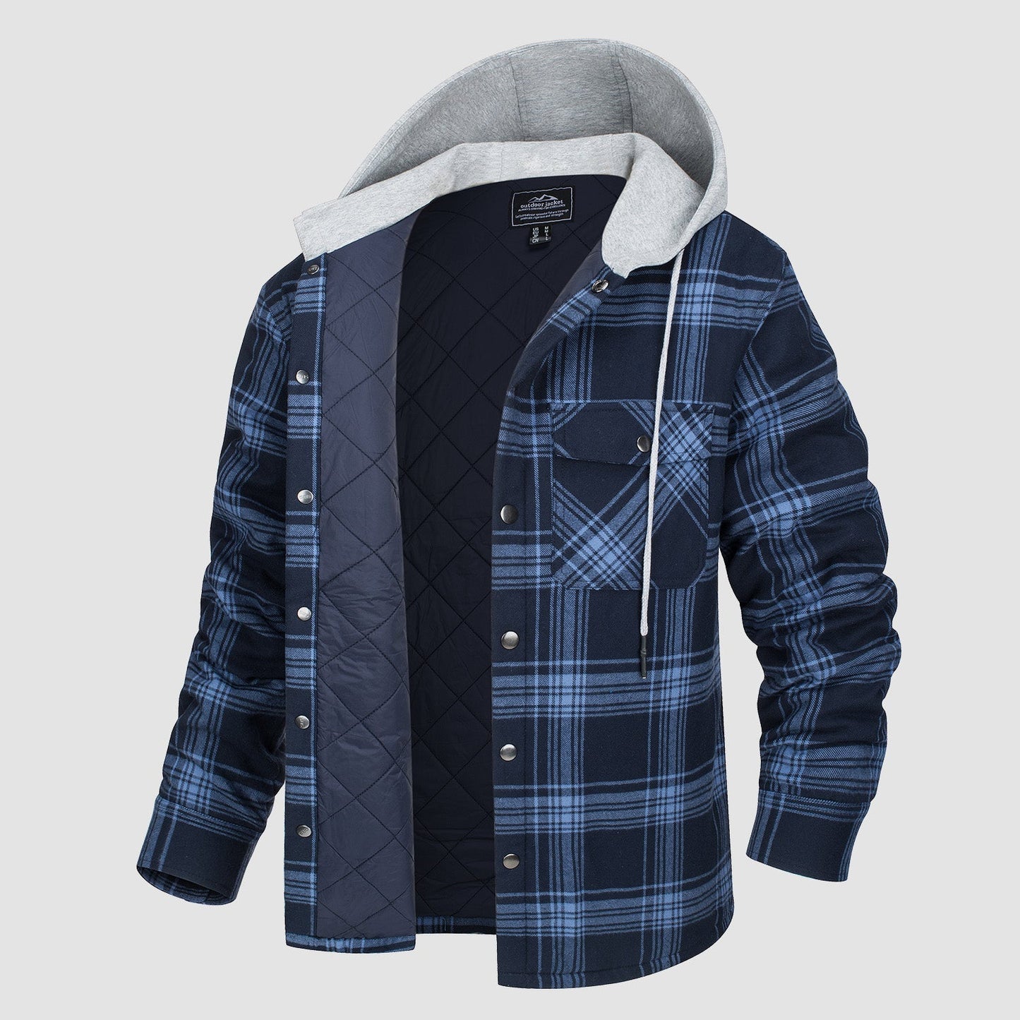Cozy Hooded Plaid Jacket for Men