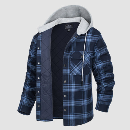 Cozy Hooded Plaid Jacket for Men