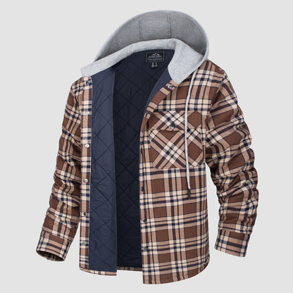 Cozy Hooded Plaid Jacket for Men