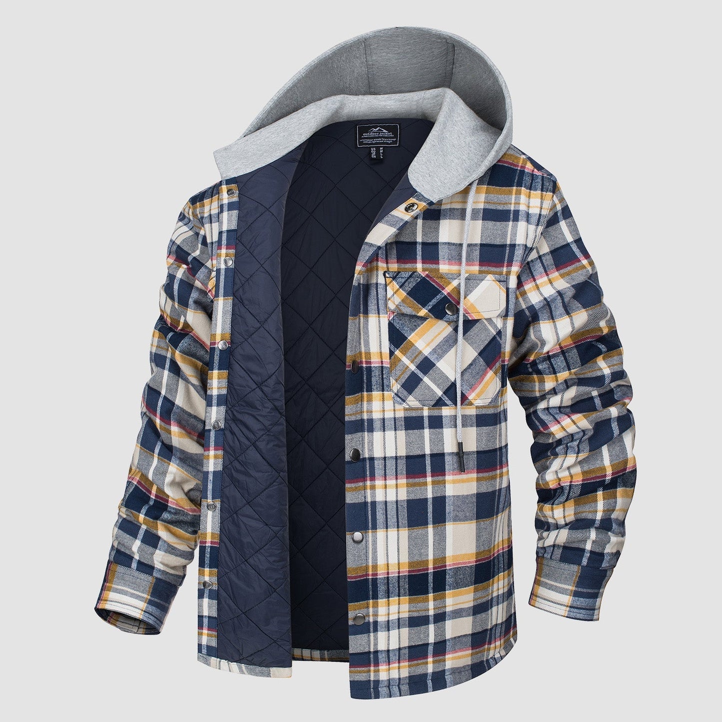 Cozy Hooded Plaid Jacket for Men