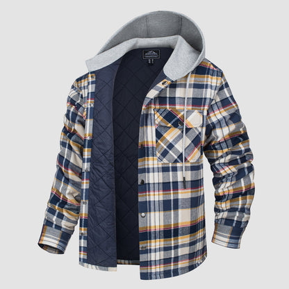 Cozy Hooded Plaid Jacket for Men