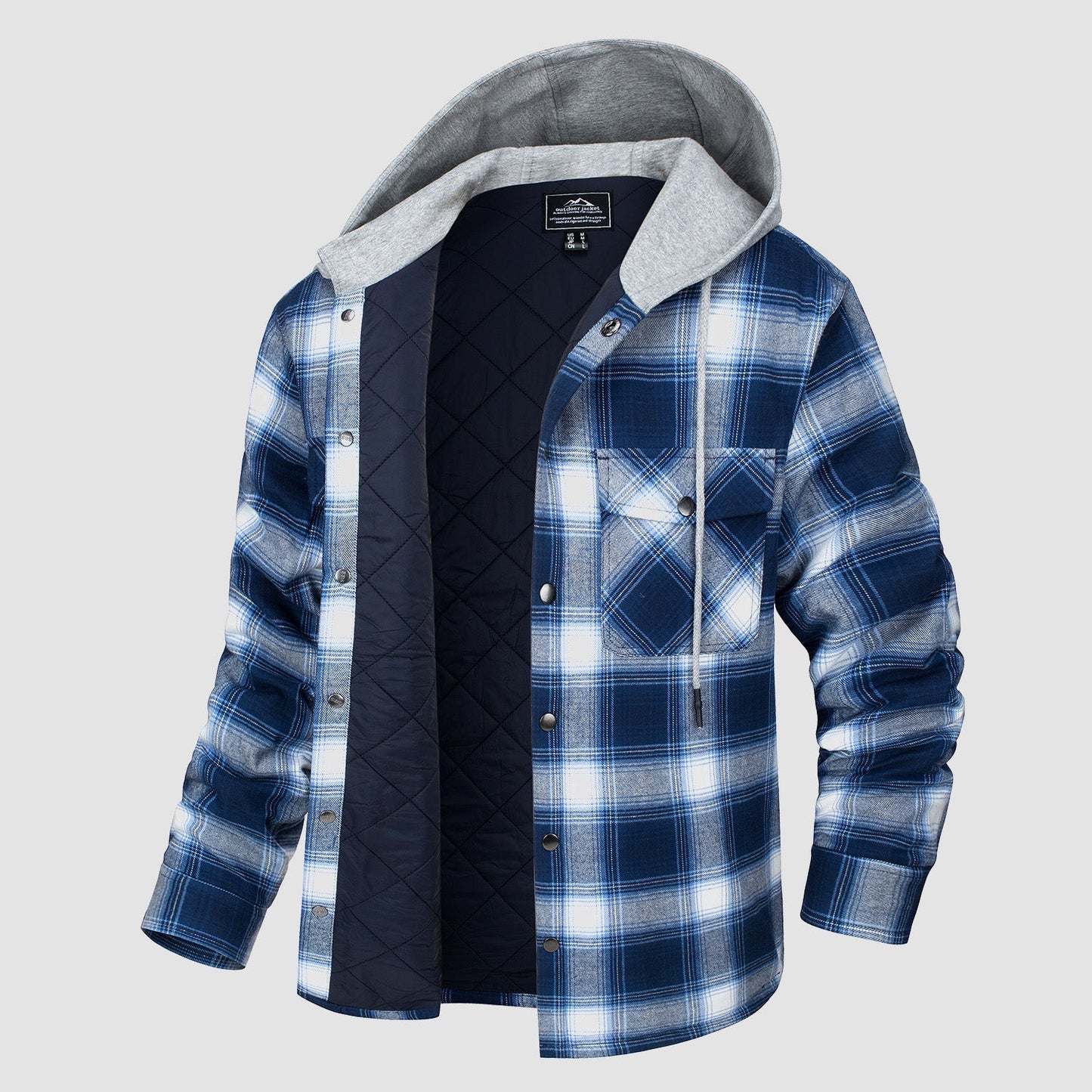 Cozy Hooded Plaid Jacket for Men