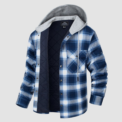 Cozy Hooded Plaid Jacket for Men