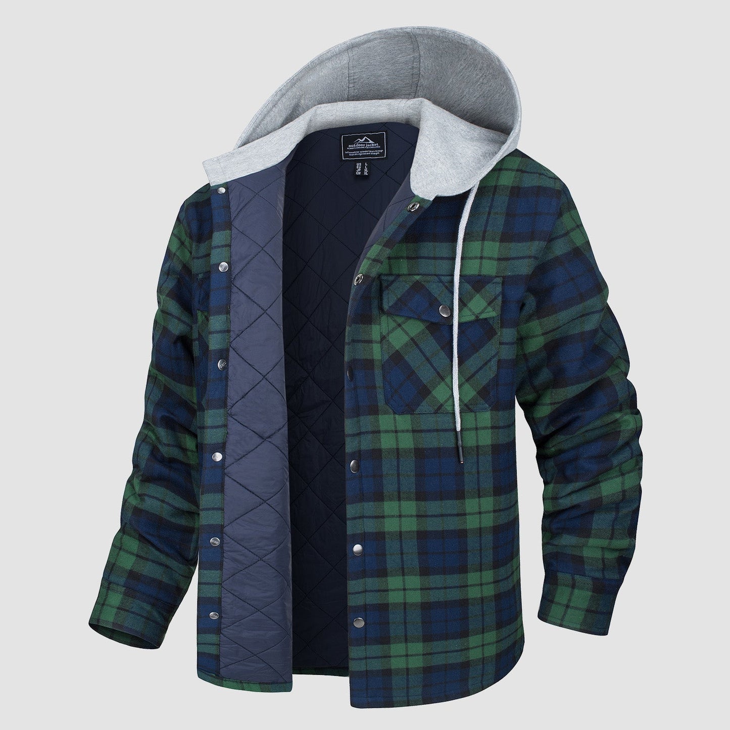 Cozy Hooded Plaid Jacket for Men