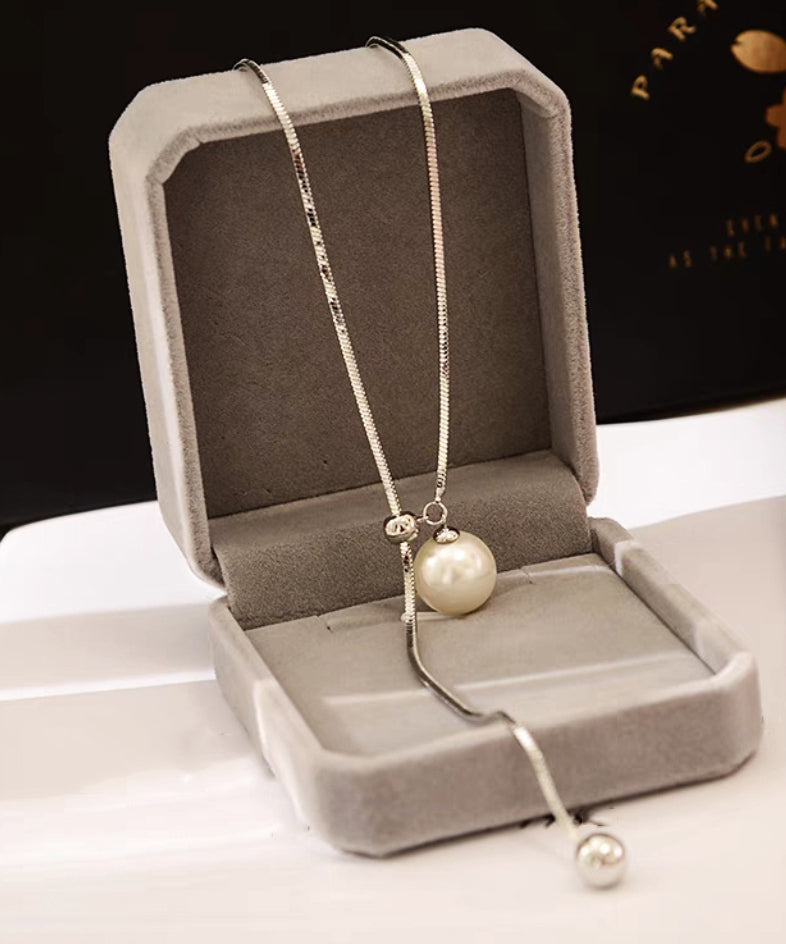 Délicat collier en soie et argent métal brisé - EasyApparels