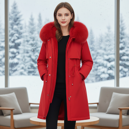 Warm Hooded Fleece Jacket - Silvia - Pexav