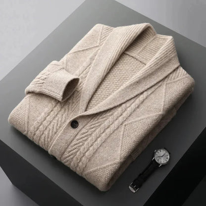 Warm Wool Crew Neck Cardigan Sweater