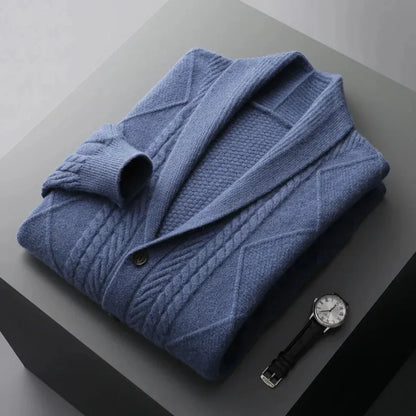 Warm Wool Crew Neck Cardigan Sweater
