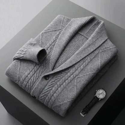 Warm Wool Crew Neck Cardigan Sweater