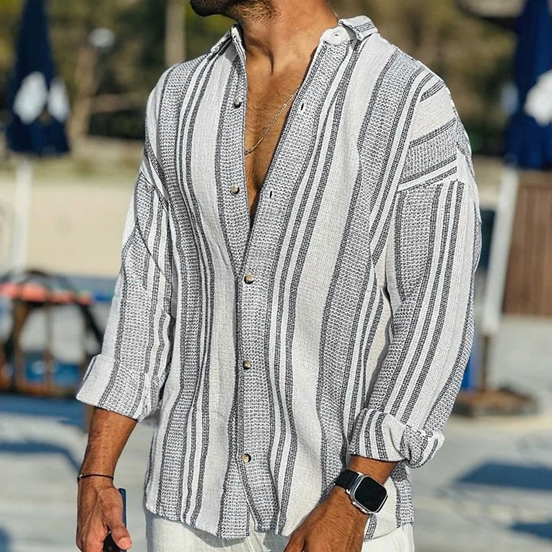 Classic Men's Vertical Stripe Tee Shirt
