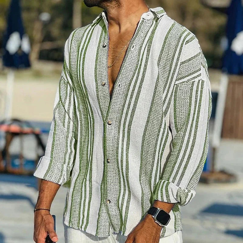 Classic Men's Vertical Stripe Tee Shirt - Vossary