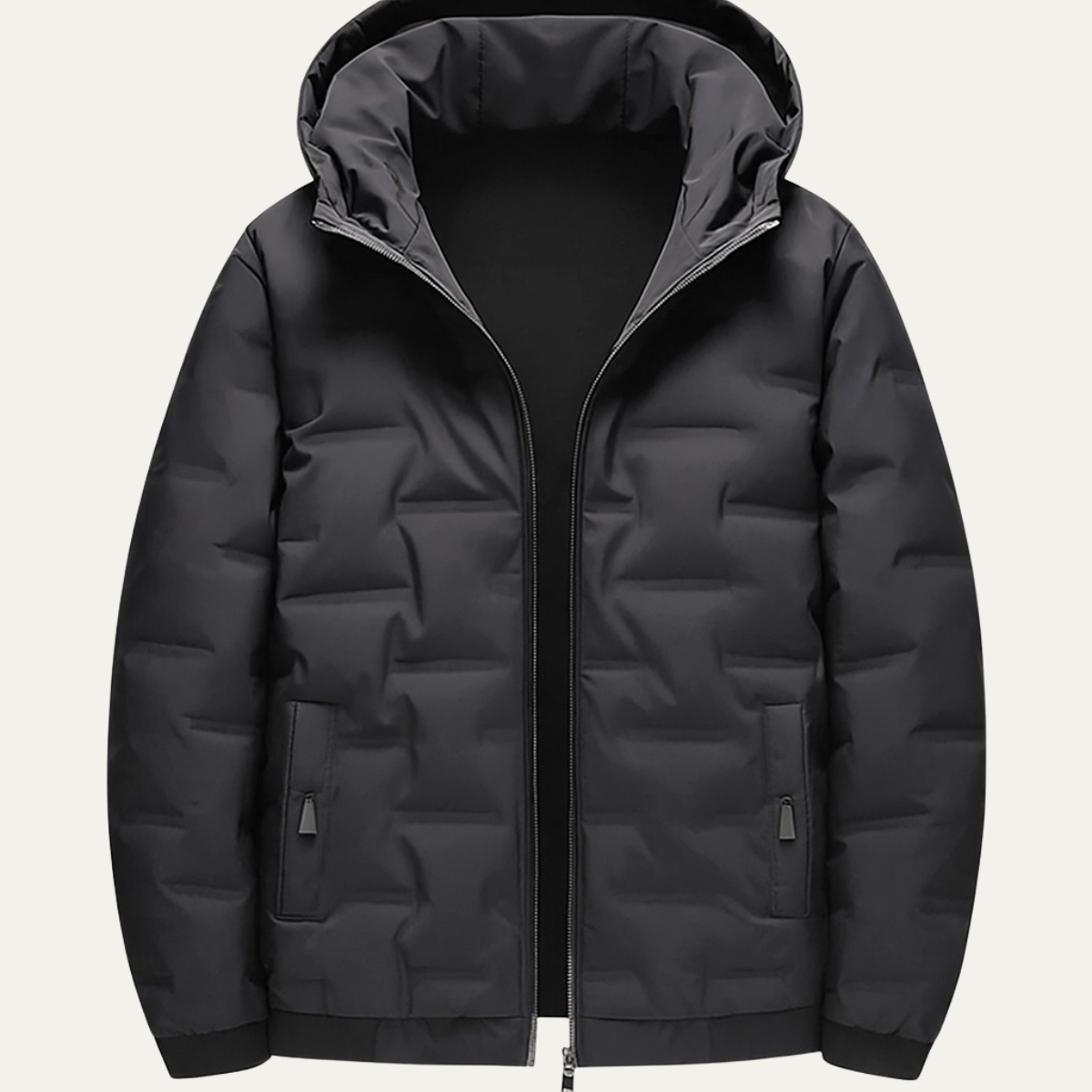 Men's Waterproof Insulated Ski Jacket Black Parka - Vossary
