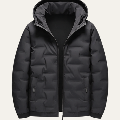 Men's Waterproof Insulated Ski Jacket Black Parka - Vossary