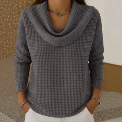 Cozy Cable Knit Sweater With Soft Cowl Neck