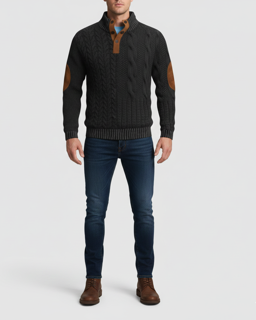 Warm Knitted Men's High Neck Sweater