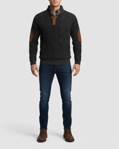 Warm Knitted Men's High Neck Sweater
