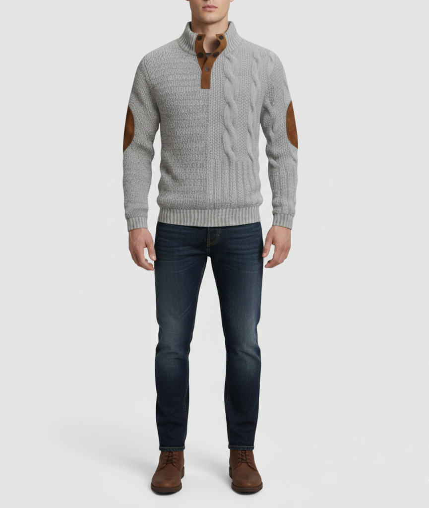 Warm Knitted Men's High Neck Sweater