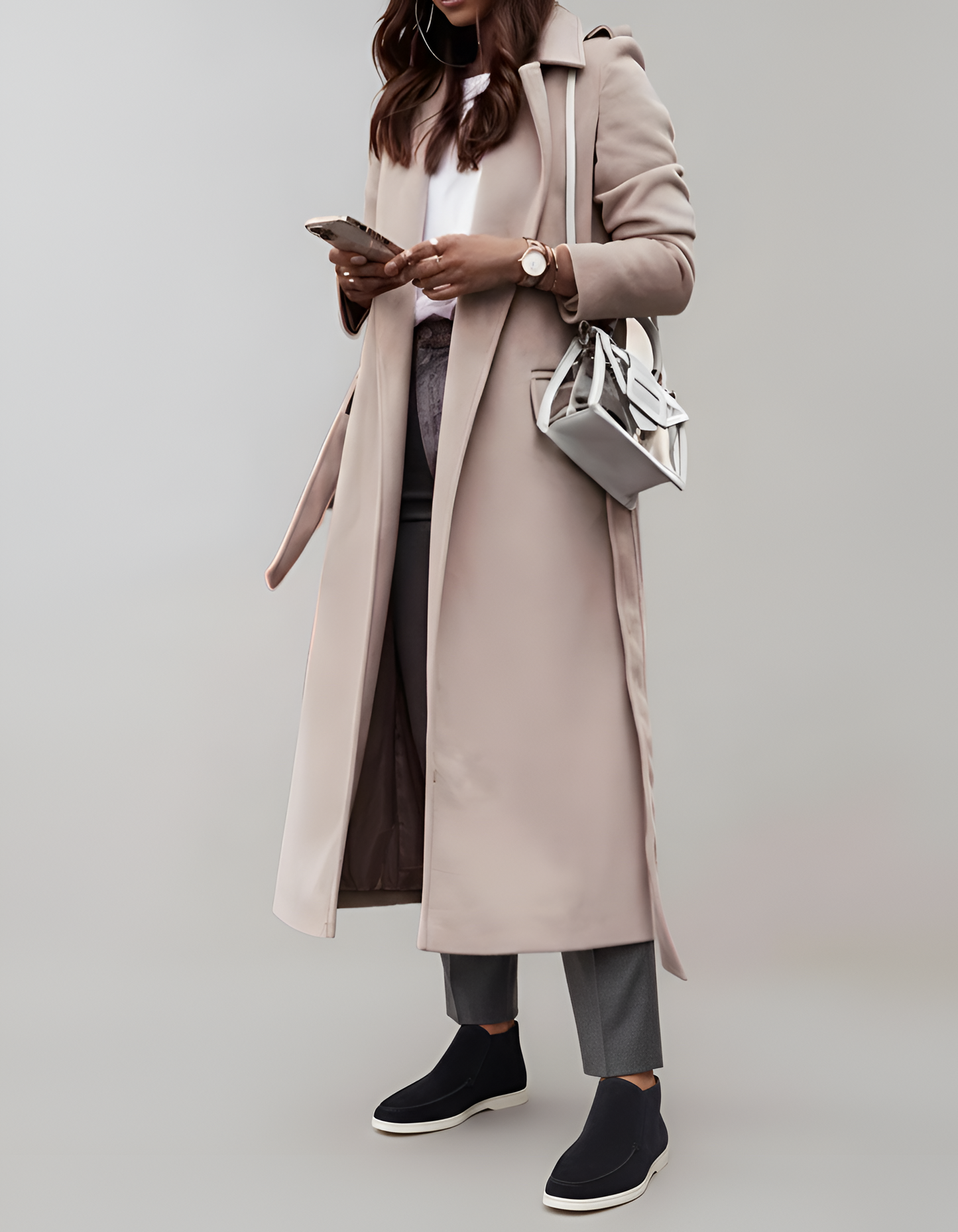 Classic Women's Long Belted Trench Coat