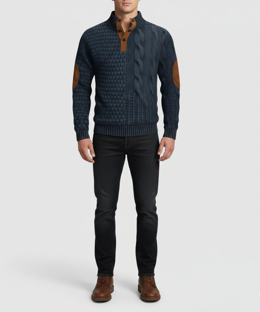 Warm Knitted Men's High Neck Sweater