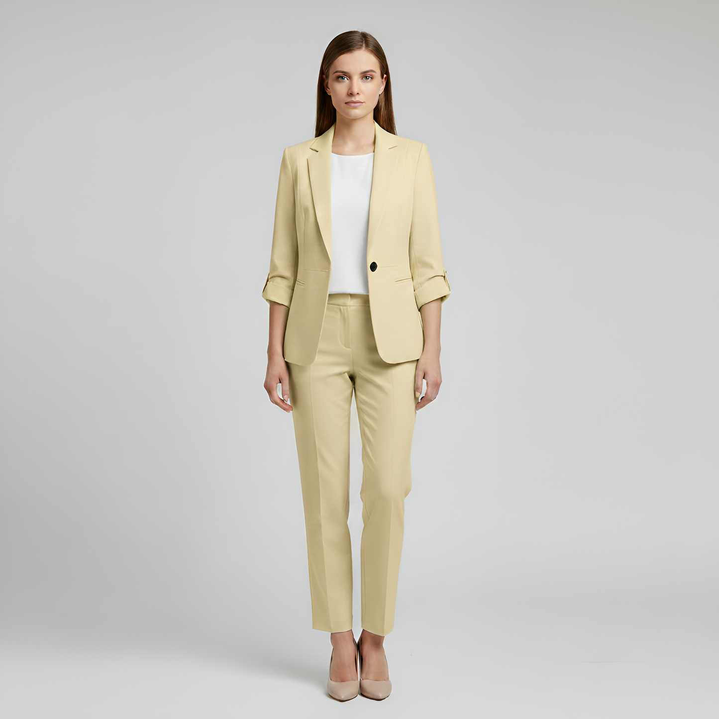 Elegante Donna Completo Abito con Giacca e Pantaloni