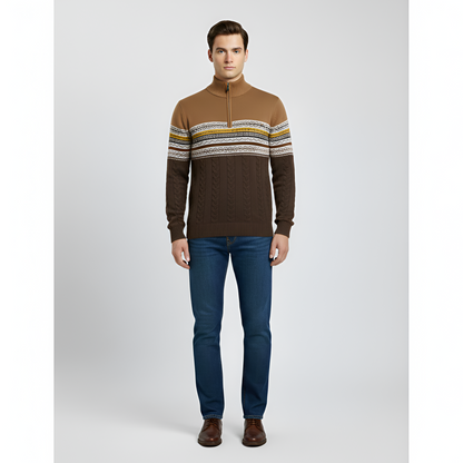 Warm Men's Wool Blend Zip Neck Sweater