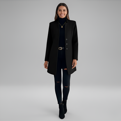 Donna Lungo Cappotto Invernale con Bottone