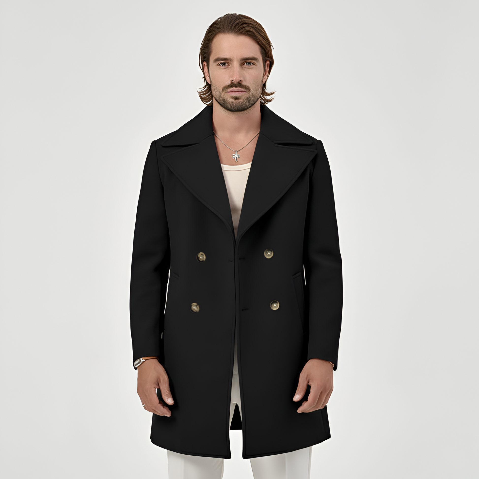 Classic Double Breasted Wool Men's Coat - EasyApparels