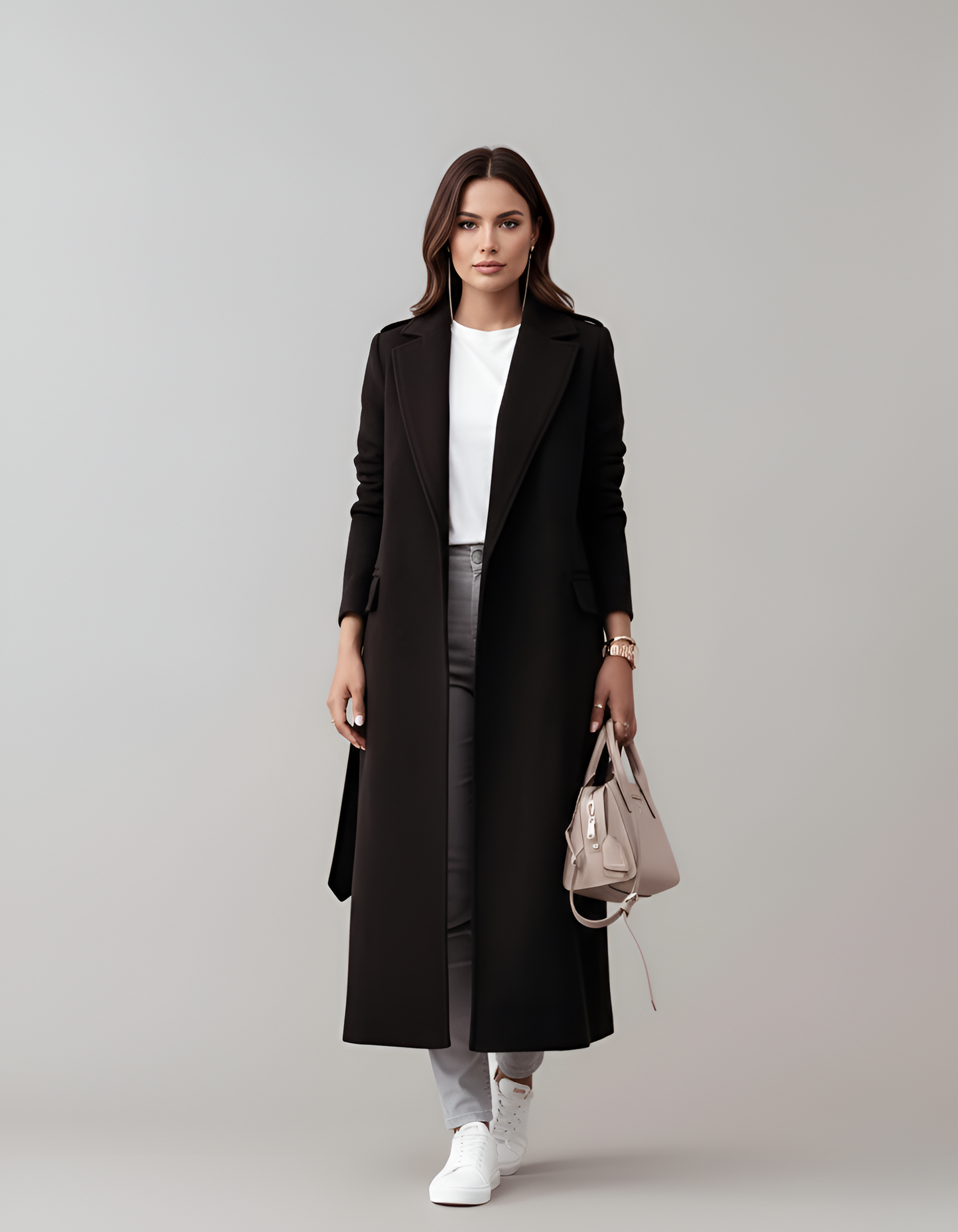 Classic Women's Long Belted Trench Coat - EasyApparels