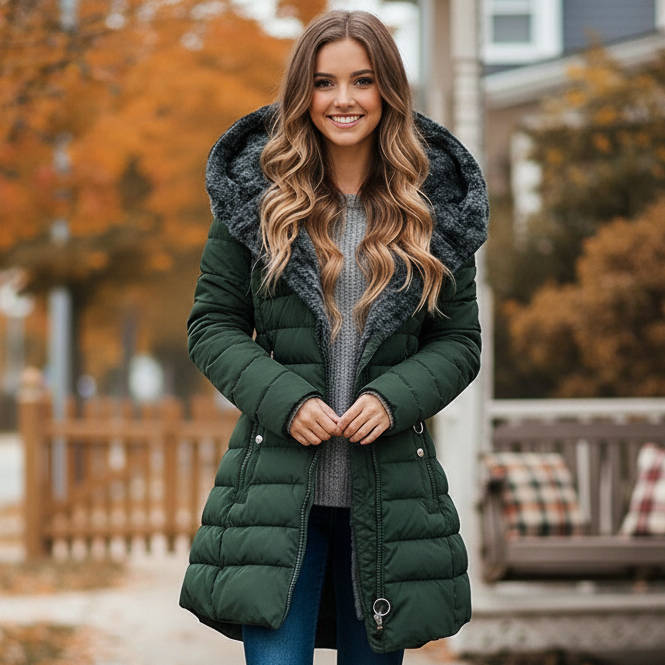 Ladies Warm Parka Jackets with Hood - EasyApparels