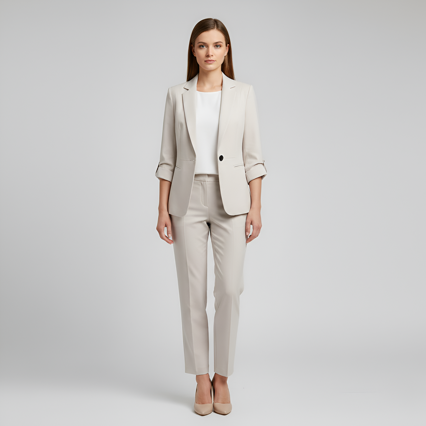 Elegante Donna Completo Abito con Giacca e Pantaloni