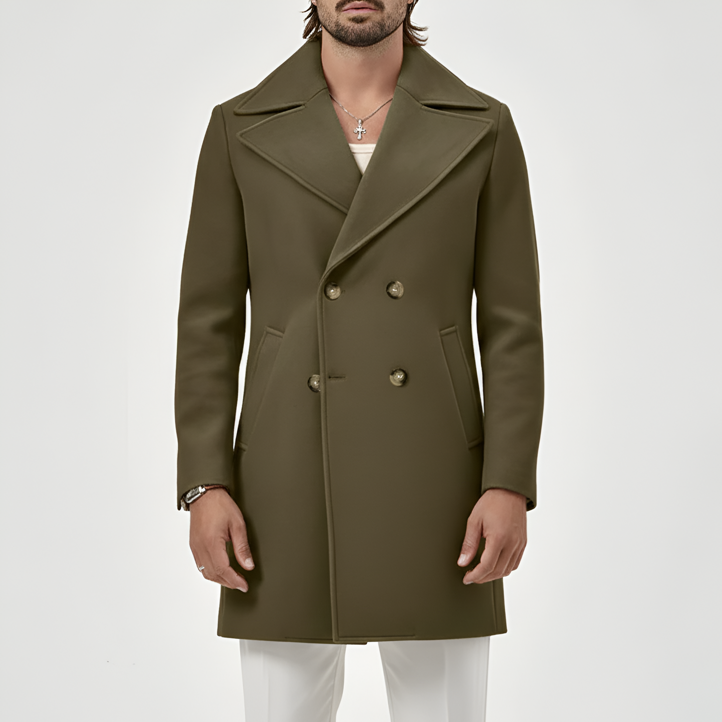 Classic Double Breasted Wool Men's Coat