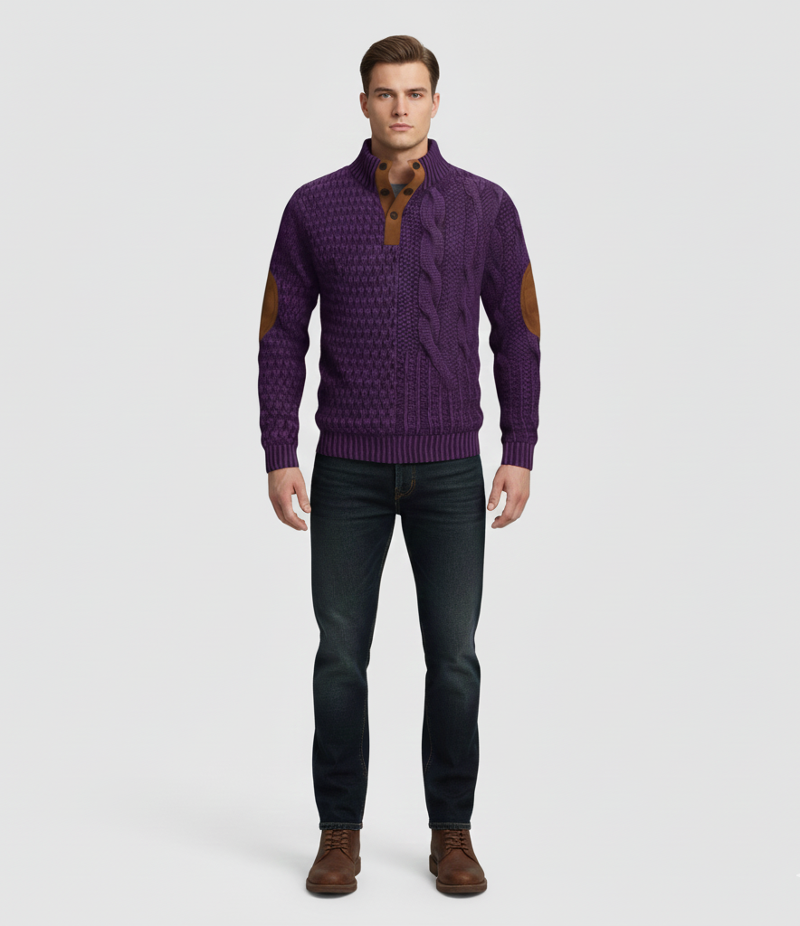 Warm Knitted Men's High Neck Sweater - EasyApparels