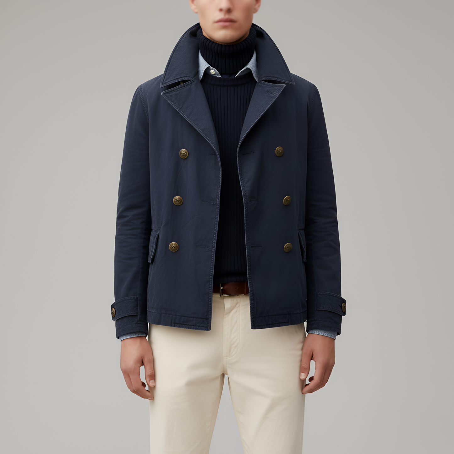 Stylish Men's Double Breasted Short Winter Coat - EasyApparels