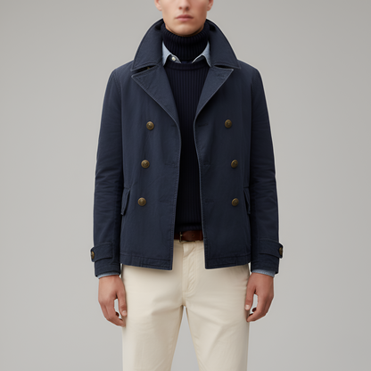 Stylish Men's Double Breasted Short Winter Coat - EasyApparels