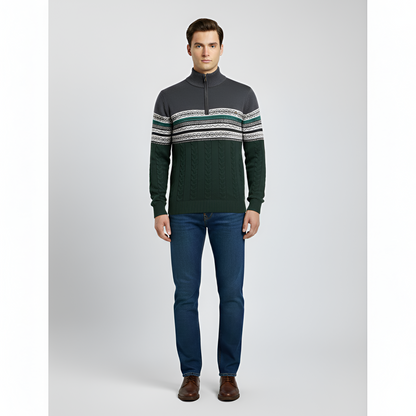 Warm Men's Wool Blend Zip Neck Sweater